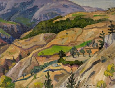 Rhodes Mountains — Oil painting, Canvas, 50.00×65.00cm — Theodoros Markellos